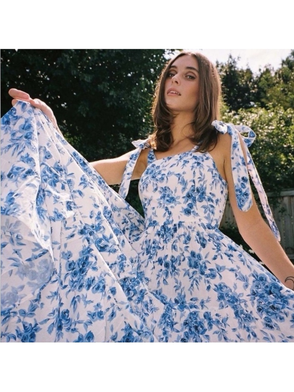 Mille Daphne Cotton Floral Tie Strap Sundress Womens Size XL US 12